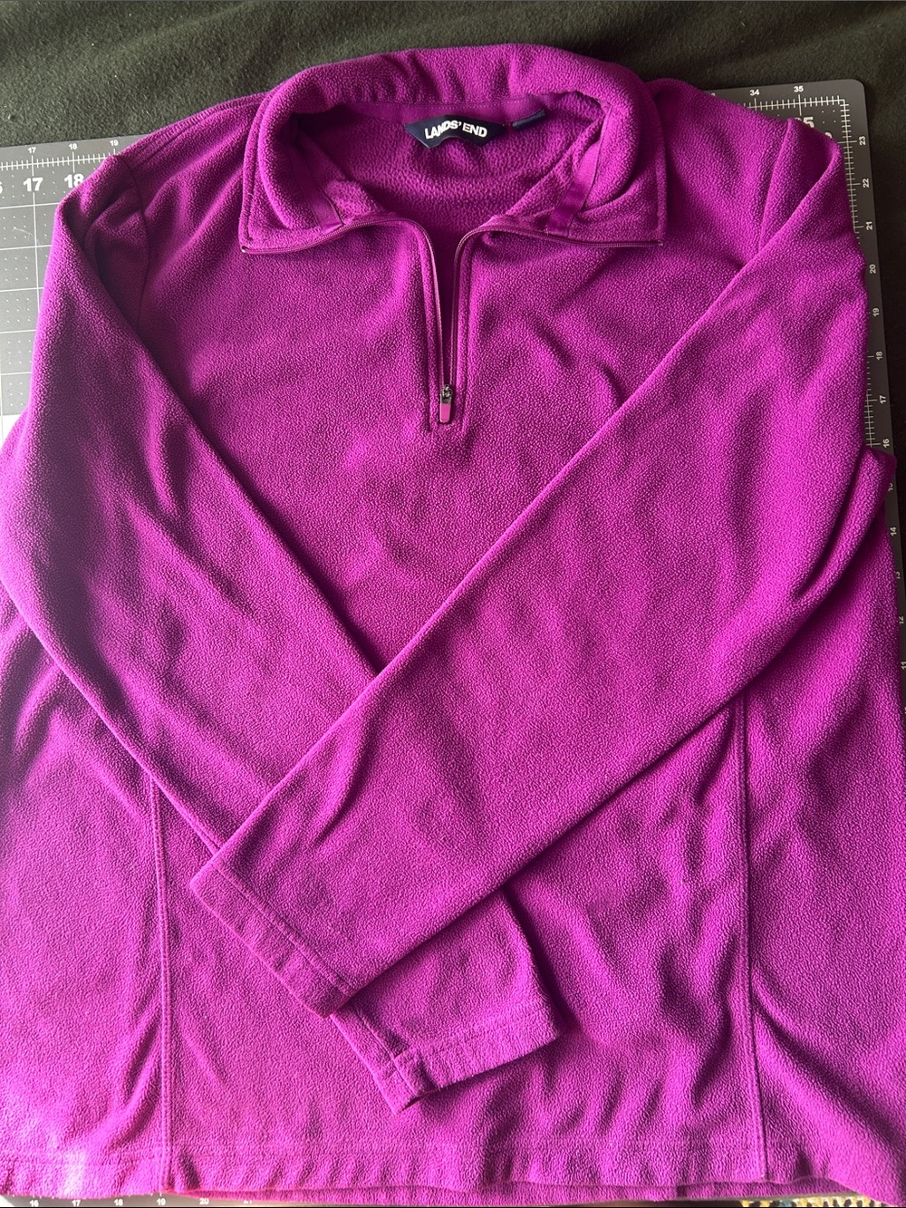 Lands' End Womens Fleece Quarter-Zip Sweater - Magenta Pink